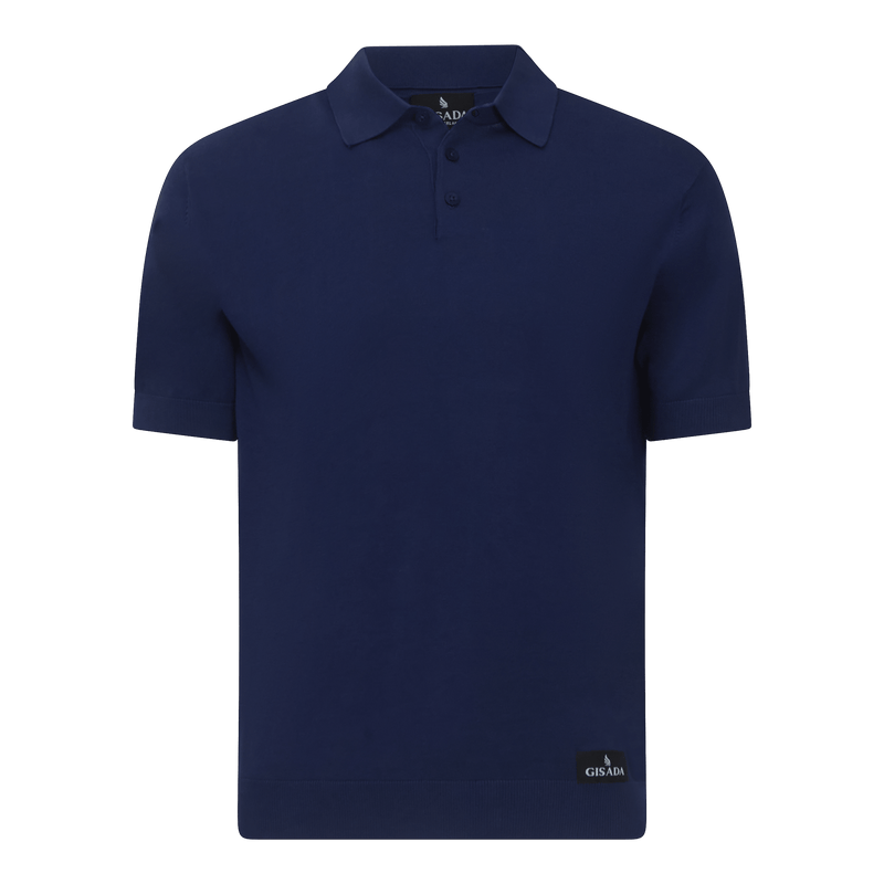 Regular Fit Premium Cotton Knit Polo with Patch Label - Gisada.com