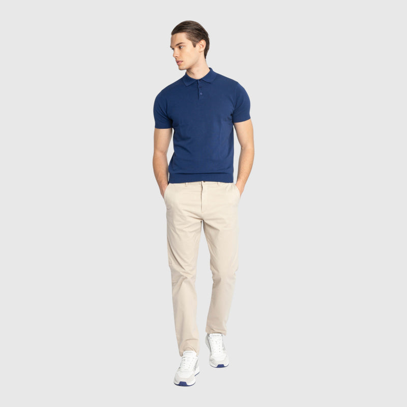 Regular Fit Premium Cotton Knit Polo with Patch Label - Gisada.com