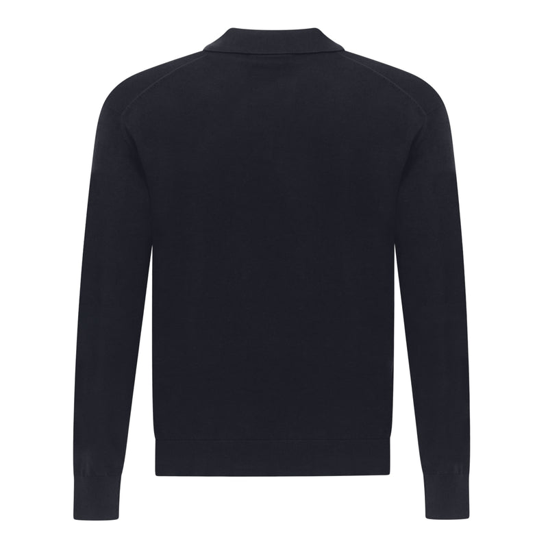 Regular Fit Premium Cotton Long Sleeve Knit Polo mit Patch Label