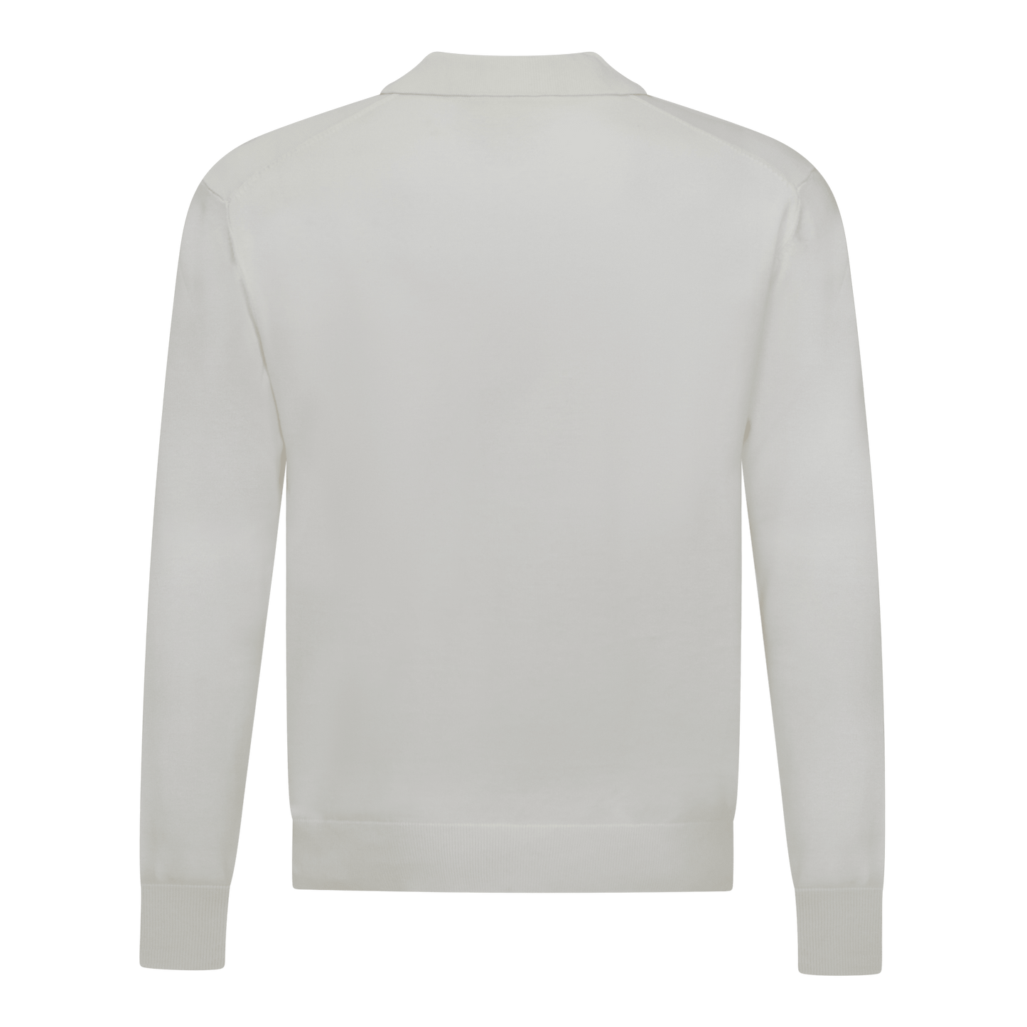 Regular Fit Premium Cotton Long Sleeve Knit Polo with Patch Label - Gisada.com