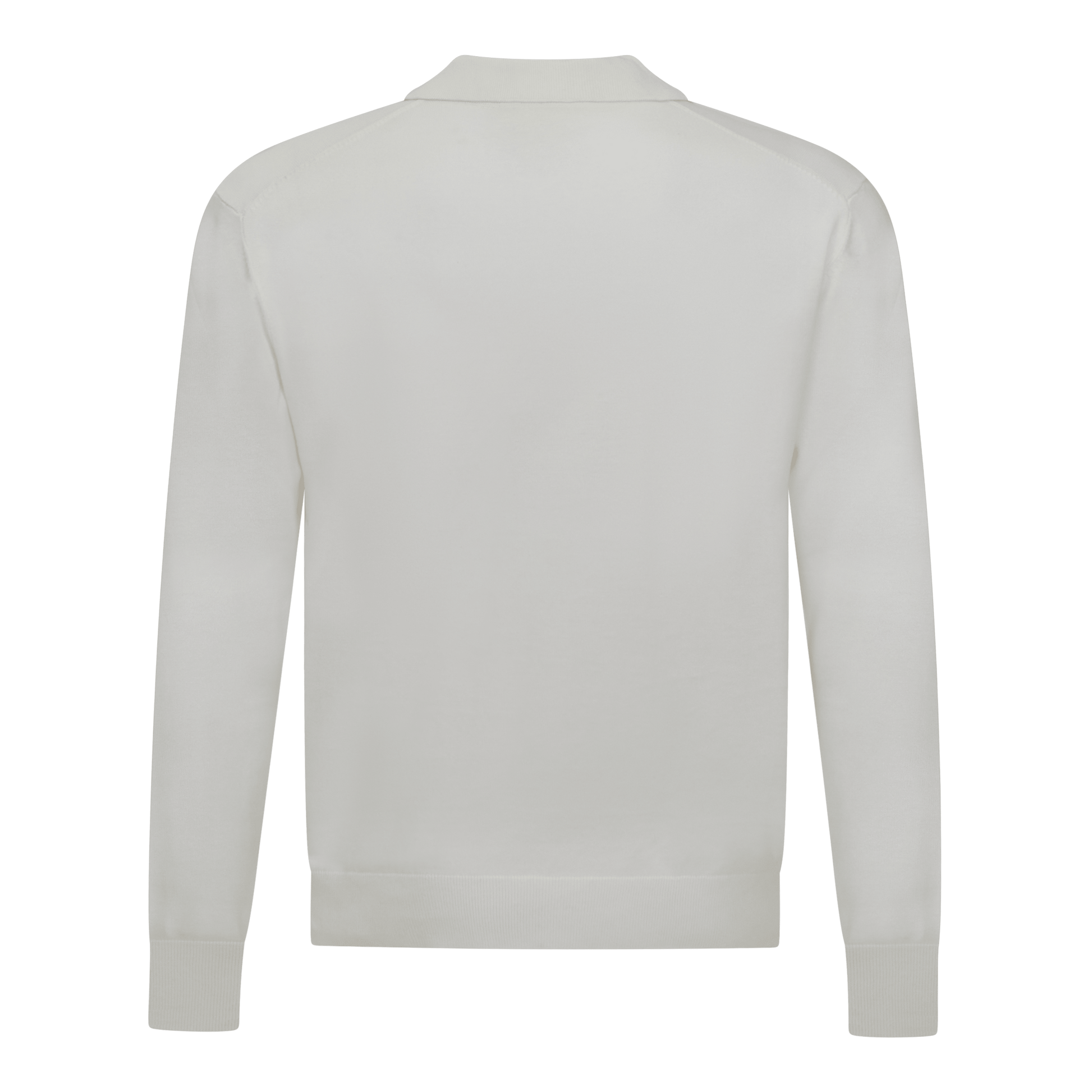 Regular Fit Premium Cotton Long Sleeve Knit Polo with Patch Label - Gisada.com