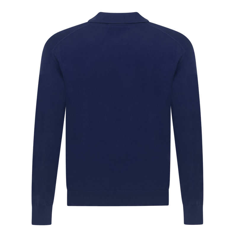 Regular Fit Premium Cotton Long Sleeve Knit Polo mit Patch Label