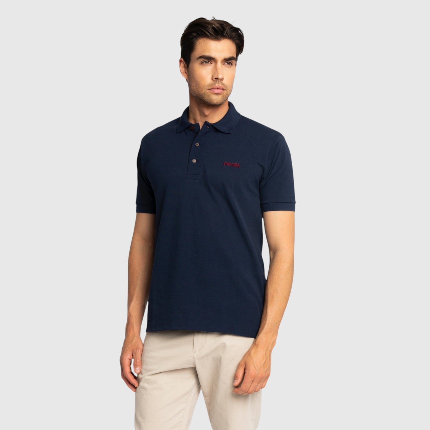 Regular Fit Short Sleeves Polo in Luxe Interlock Piquet with Embroidery Gisada Logo - Gisada.com