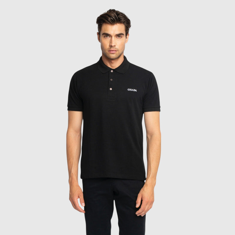 Regular Fit Short Sleeves Polo in Luxe Interlock Piquet with Embroidery Gisada Logo - Gisada.com