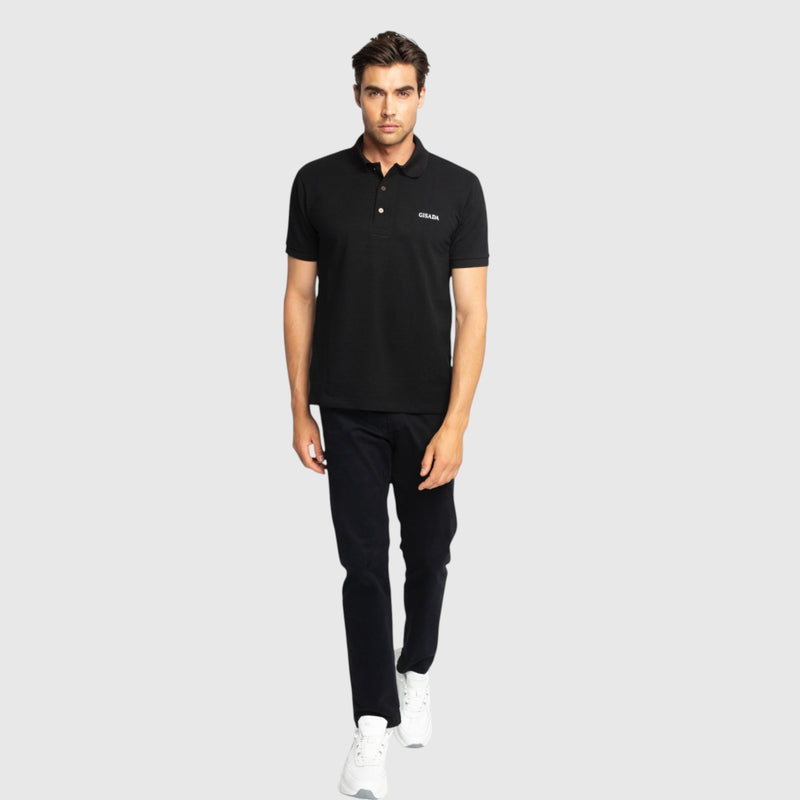 Regular Fit Short Sleeves Polo in Luxe Interlock Piquet with Embroidery Gisada Logo - Gisada.com