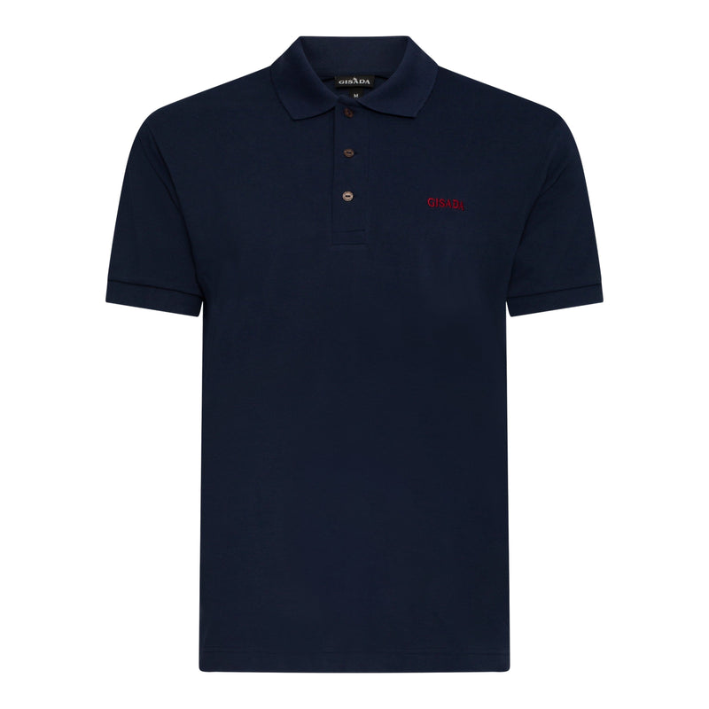 Regular Fit Short Sleeves Polo in Luxe Interlock Piquet with Embroidery Gisada Logo - Gisada.com