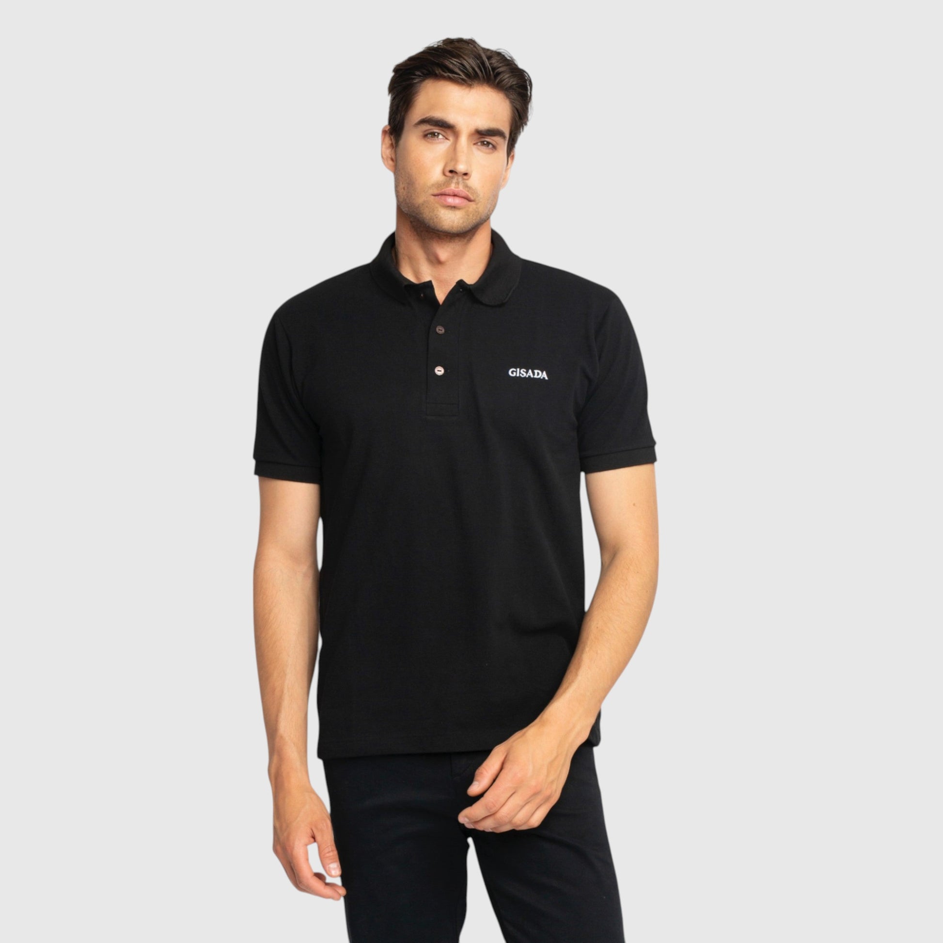 Regular Fit Short Sleeves Polo in Luxe Interlock Piquet with Embroidery Gisada Logo - Gisada.com