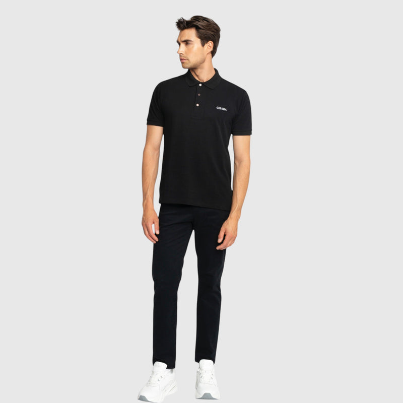 Regular Fit Short Sleeves Polo in Luxe Interlock Piquet with Embroidery Gisada Logo - Gisada.com