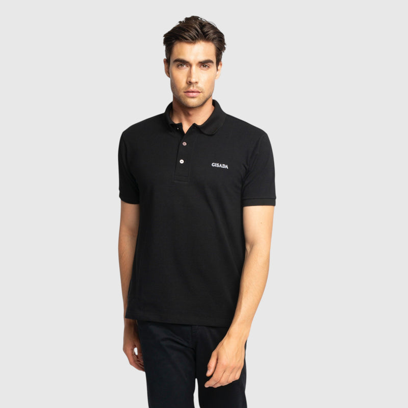 Regular Fit Short Sleeves Polo in Luxe Interlock Piquet with Embroidery Gisada Logo - Gisada.com