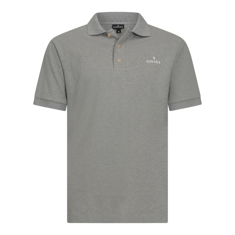 Regular Fit Short Sleeves Polo in Premium Cotton with Rubber Logo - Gisada.com