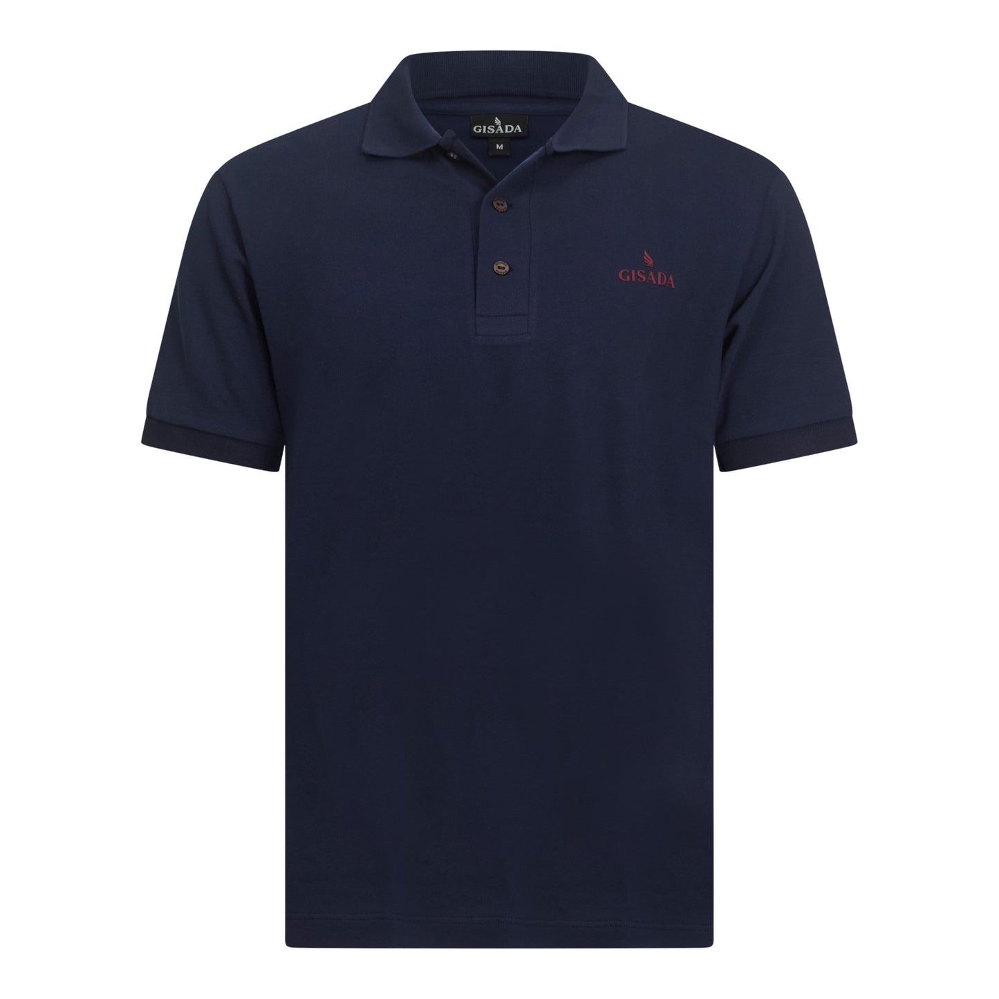 Regular Fit Short Sleeves Polo in Premium Cotton with Rubber Logo - Gisada.com