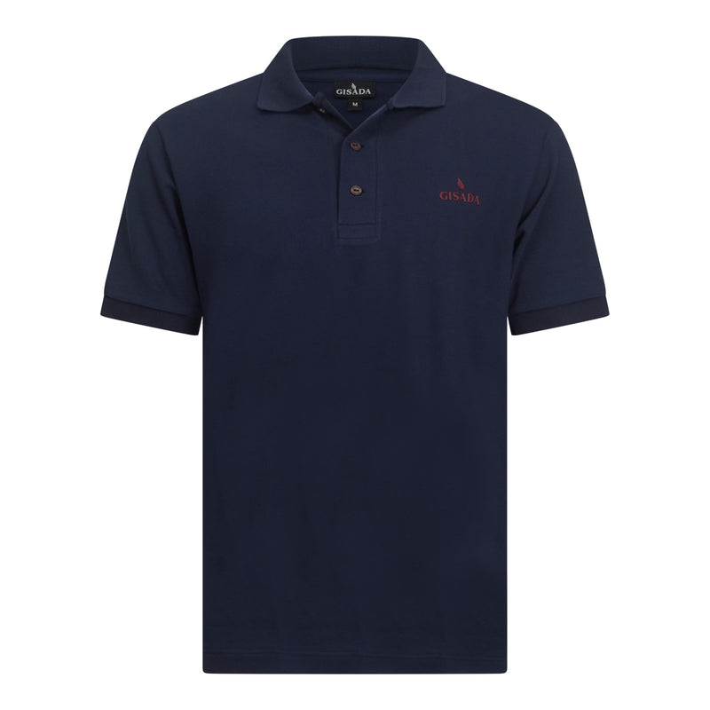 Regular Fit Short Sleeves Polo in Premium Cotton with Rubber Logo - Gisada.com