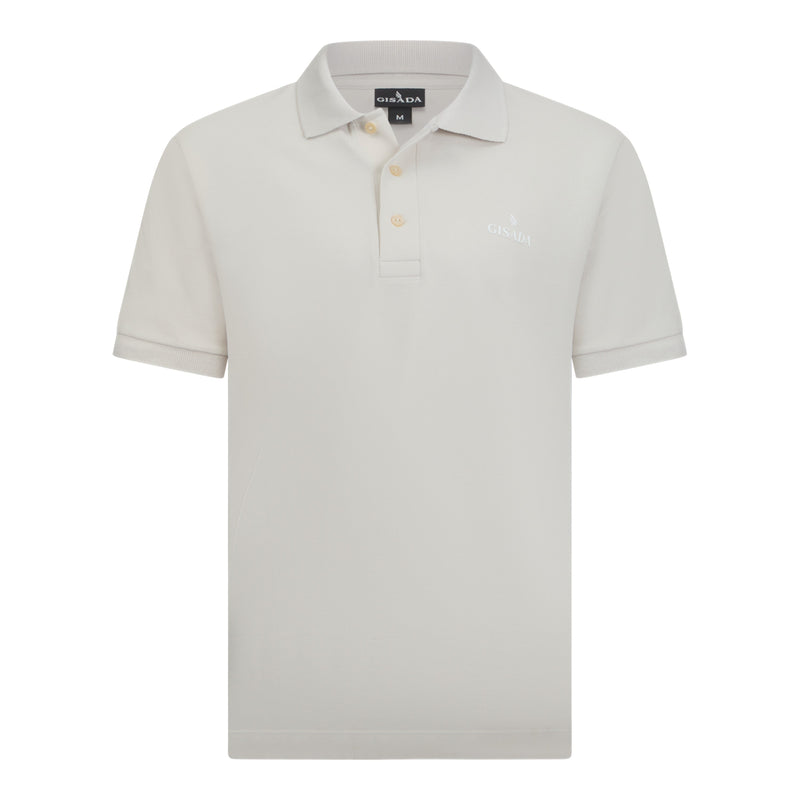 Regular Fit Short Sleeves Polo in Premium Cotton with Rubber Logo - Gisada.com