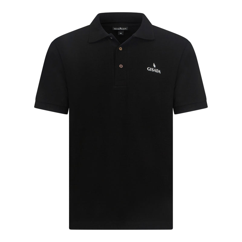 Regular Fit Short Sleeves Polo in Premium Cotton with Rubber Logo - Gisada.com