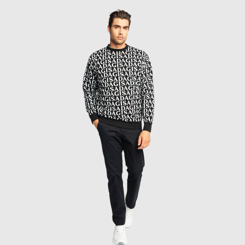 Regular Fit Sweatshirt in Midweight Cotton with Allover Print - Gisada.com