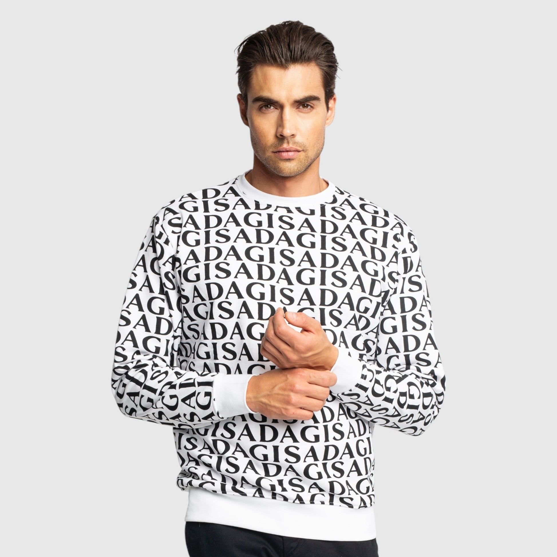 Regular Fit Sweatshirt in Midweight Cotton with Allover Print - Gisada.com