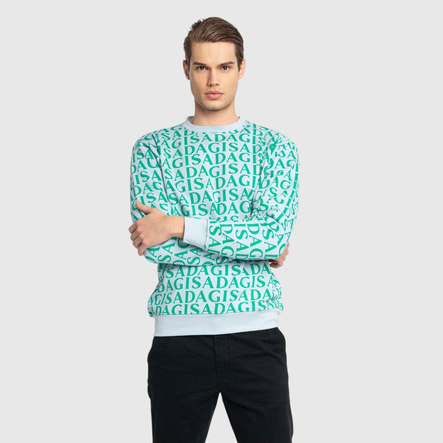 Regular Fit Sweatshirt in Midweight Cotton with Allover Print - Gisada.com