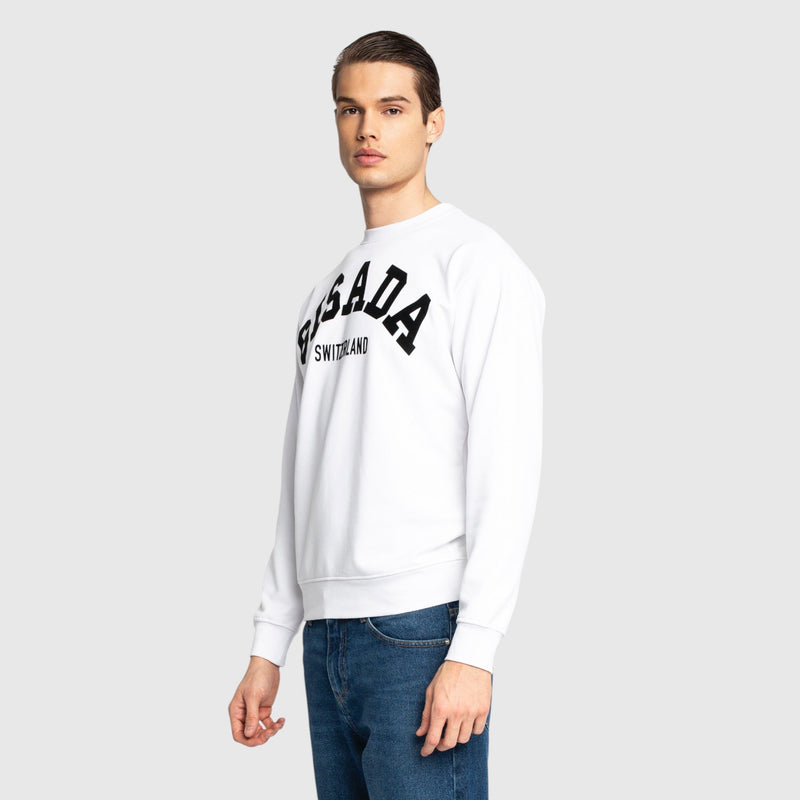 Regular Fit Sweatshirt in Midweight Cotton with Flock Print - Gisada.com