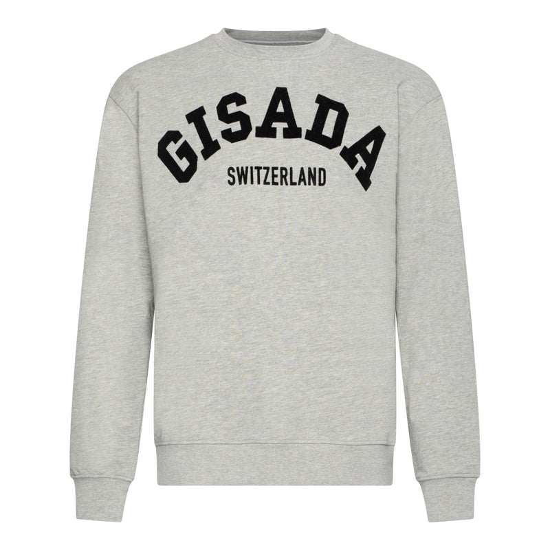 Regular Fit Sweatshirt in Midweight Cotton with Flock Print - Gisada.com