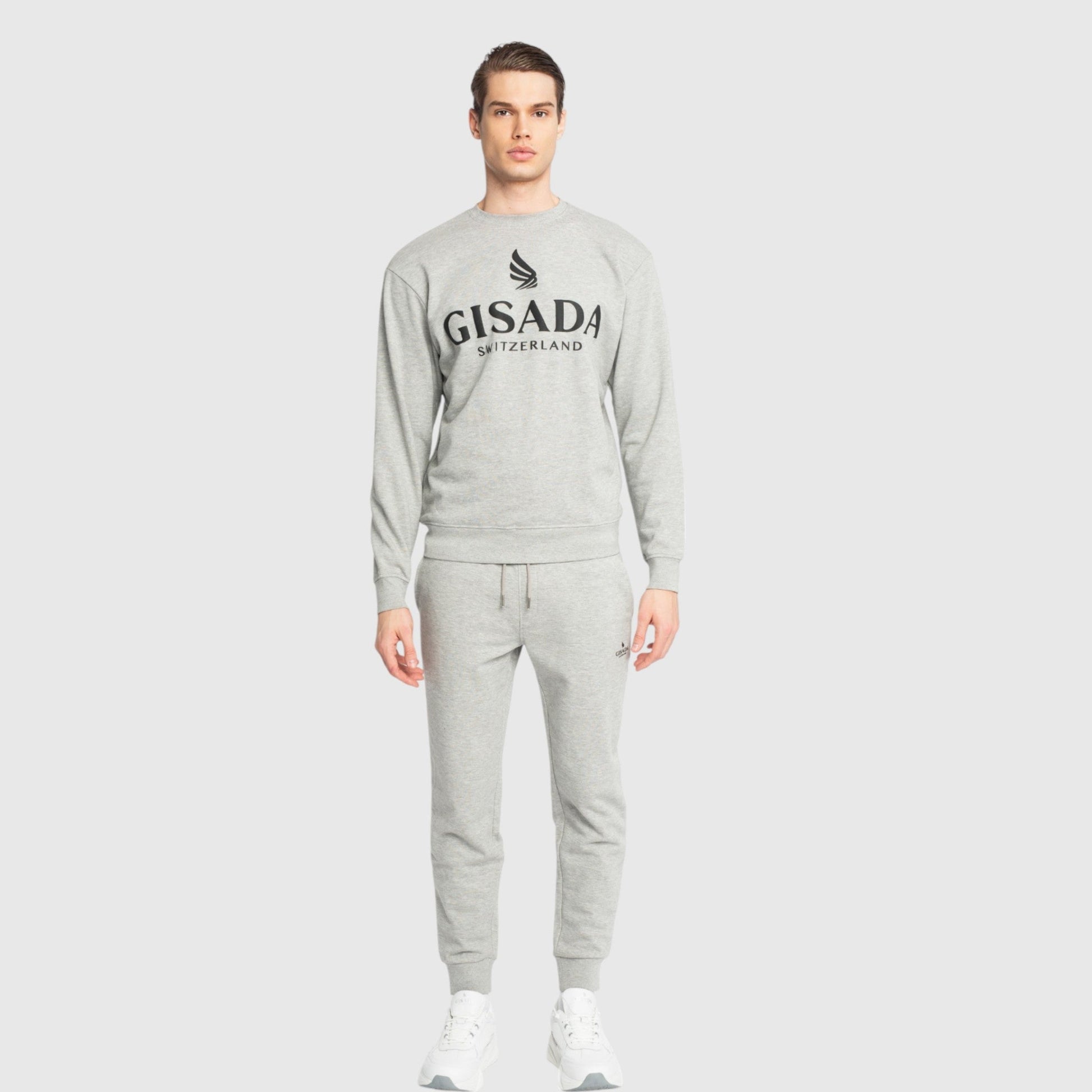 Regular Fit Sweatshirt in Midweight Cotton with Flock Print - Gisada.com