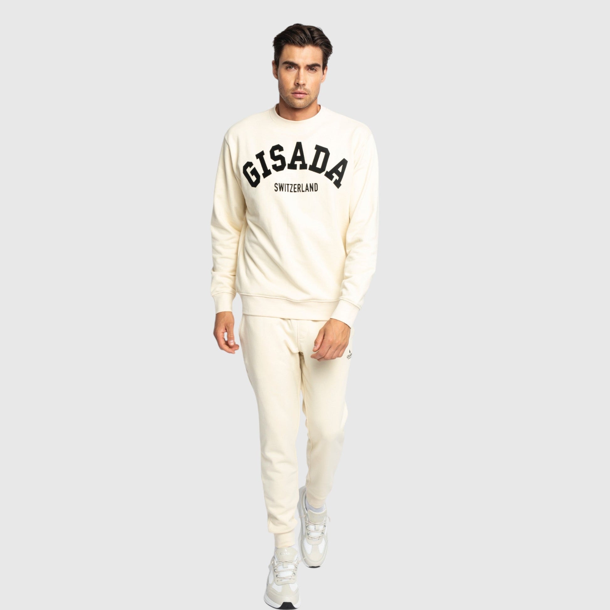Regular Fit Sweatshirt in Midweight Cotton with Flock Print - Gisada.com