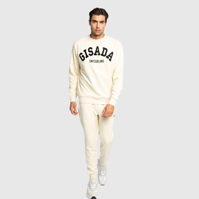 Regular Fit Sweatshirt in Midweight Cotton with Flock Print - Gisada.com