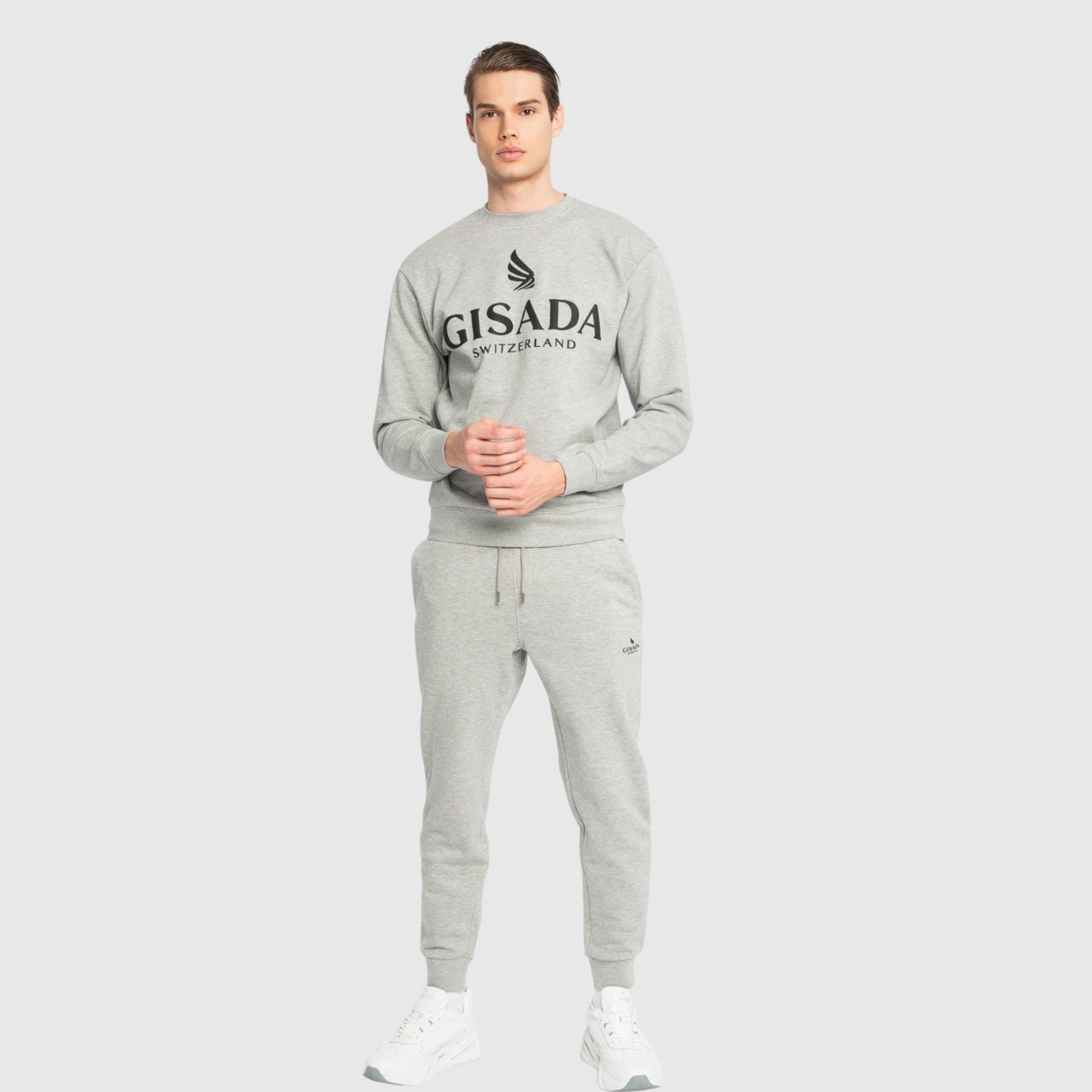 Regular Fit Sweatshirt in Midweight Cotton with Flock Print - Gisada.com