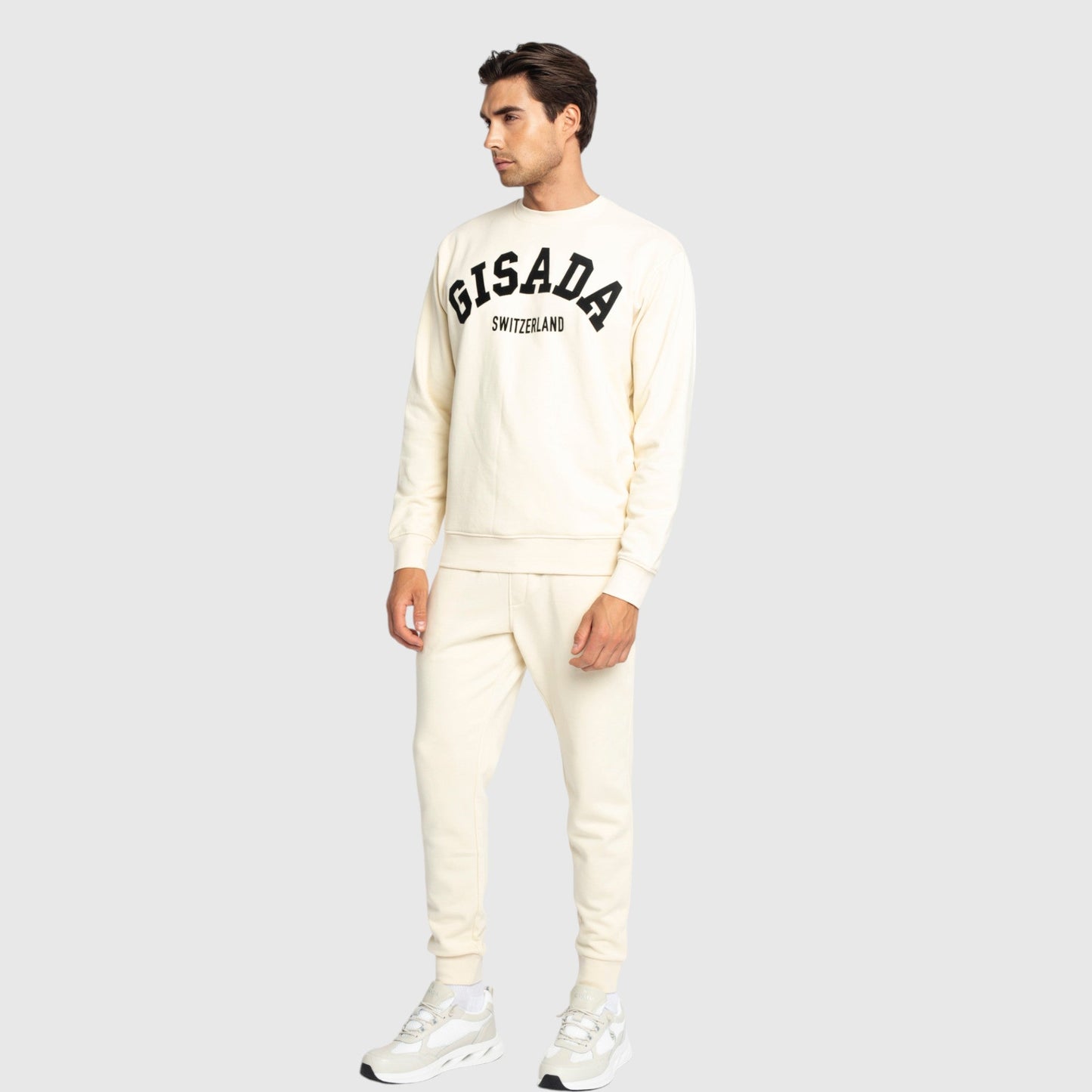Regular Fit Sweatshirt in Midweight Cotton with Flock Print - Gisada.com