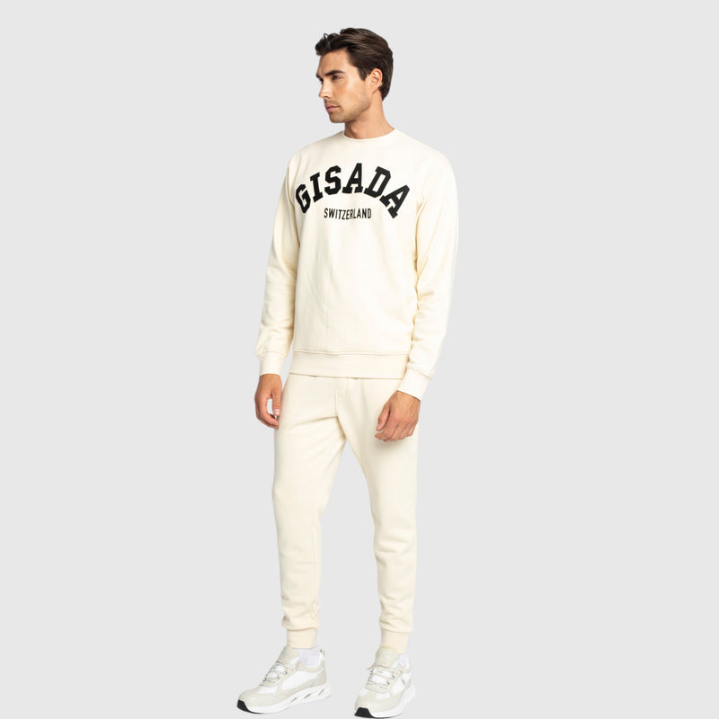 Regular Fit Sweatshirt in Midweight Cotton with Flock Print - Gisada.com