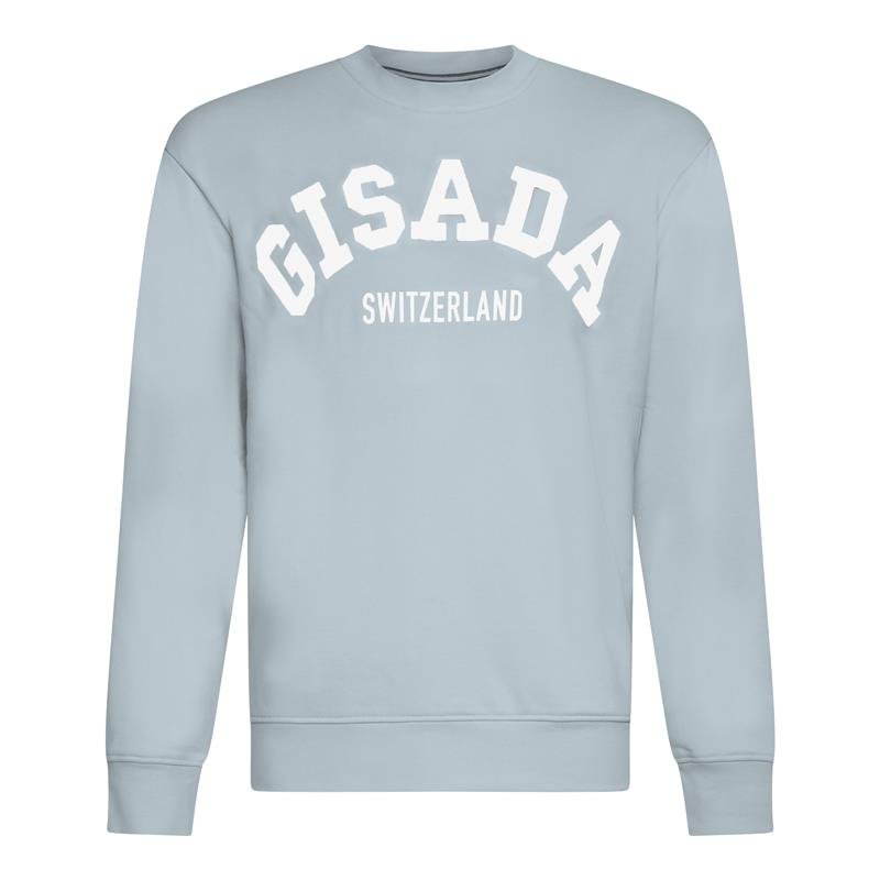 Regular Fit Sweatshirt in Midweight Cotton with Flock Print - Gisada.com