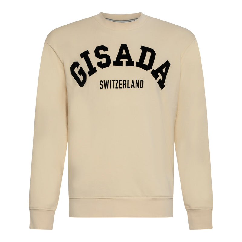 Regular Fit Sweatshirt in Midweight Cotton with Flock Print - Gisada.com