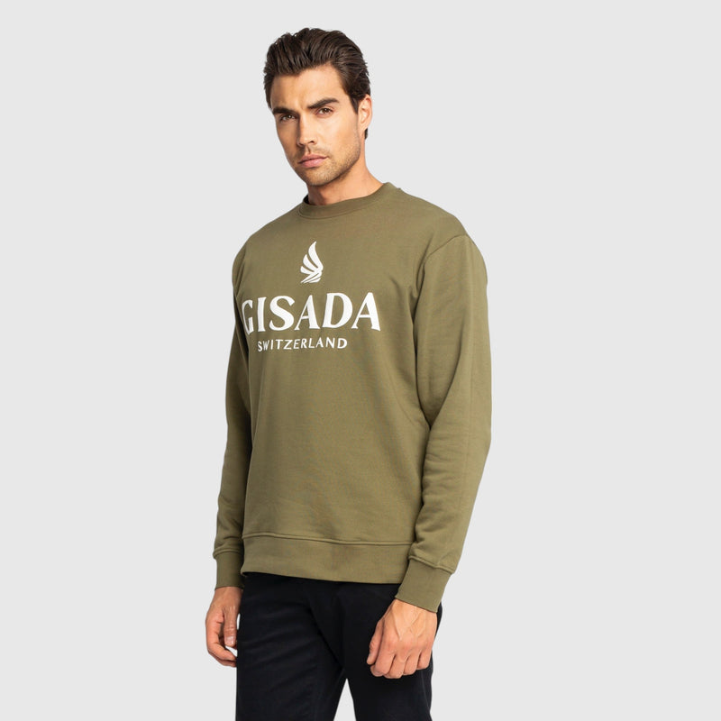 Regular Fit Sweatshirt in Midweight Cotton with Logo Puff Print - Gisada.com