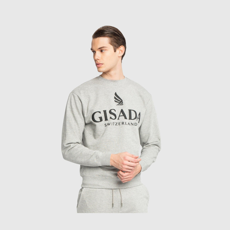 Regular Fit Sweatshirt in Midweight Cotton with Logo Puff Print - Gisada.com