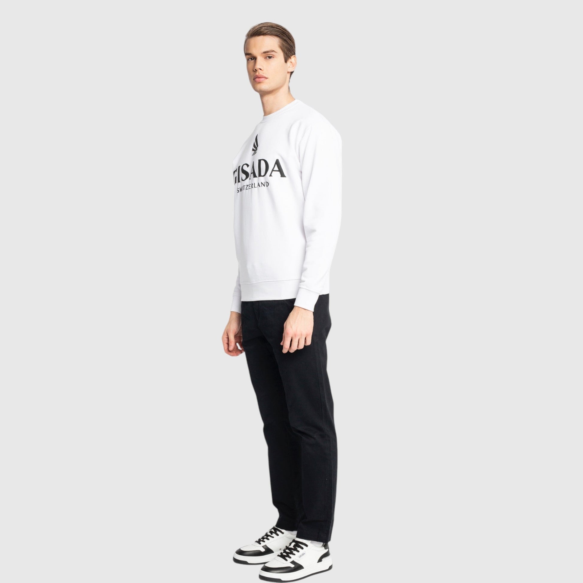 Regular Fit Sweatshirt in Midweight Cotton with Logo Puff Print - Gisada.com