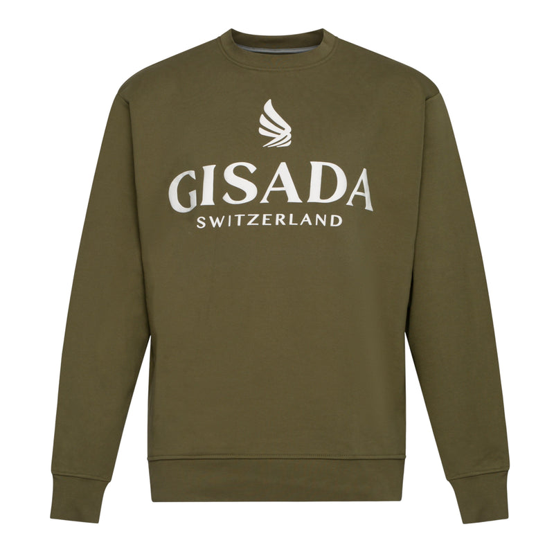 Regular Fit Sweatshirt in Midweight Cotton with Logo Puff Print - Gisada.com