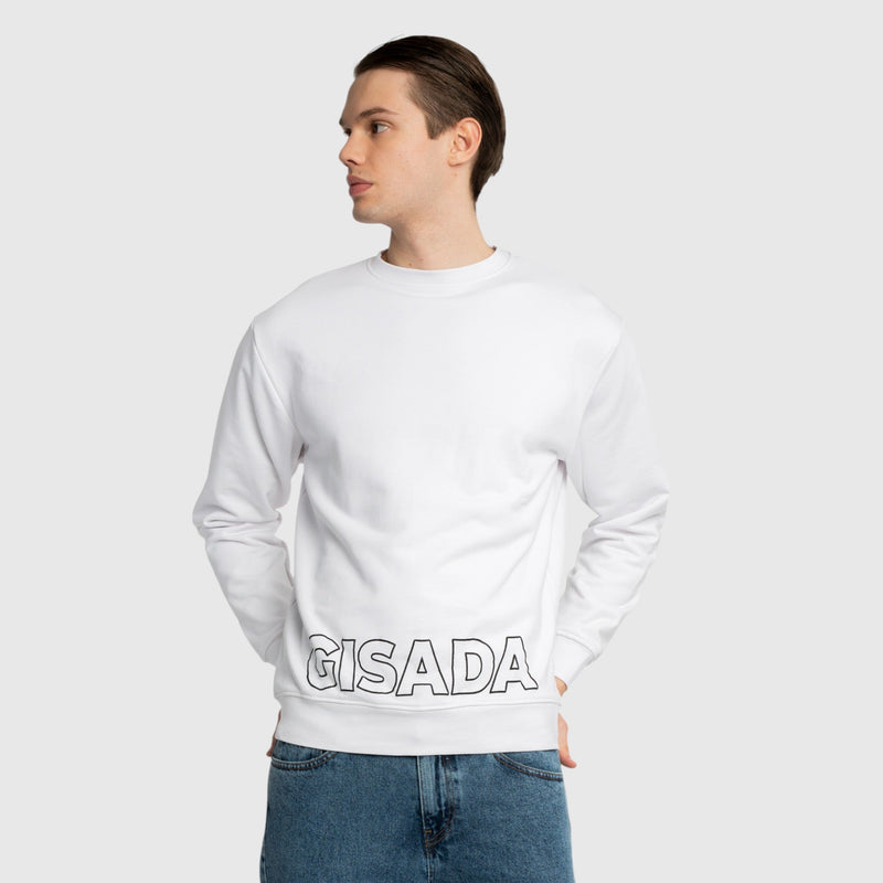 Regular Fit Sweatshirt in Midweight Cotton with Puff Print - Gisada.com