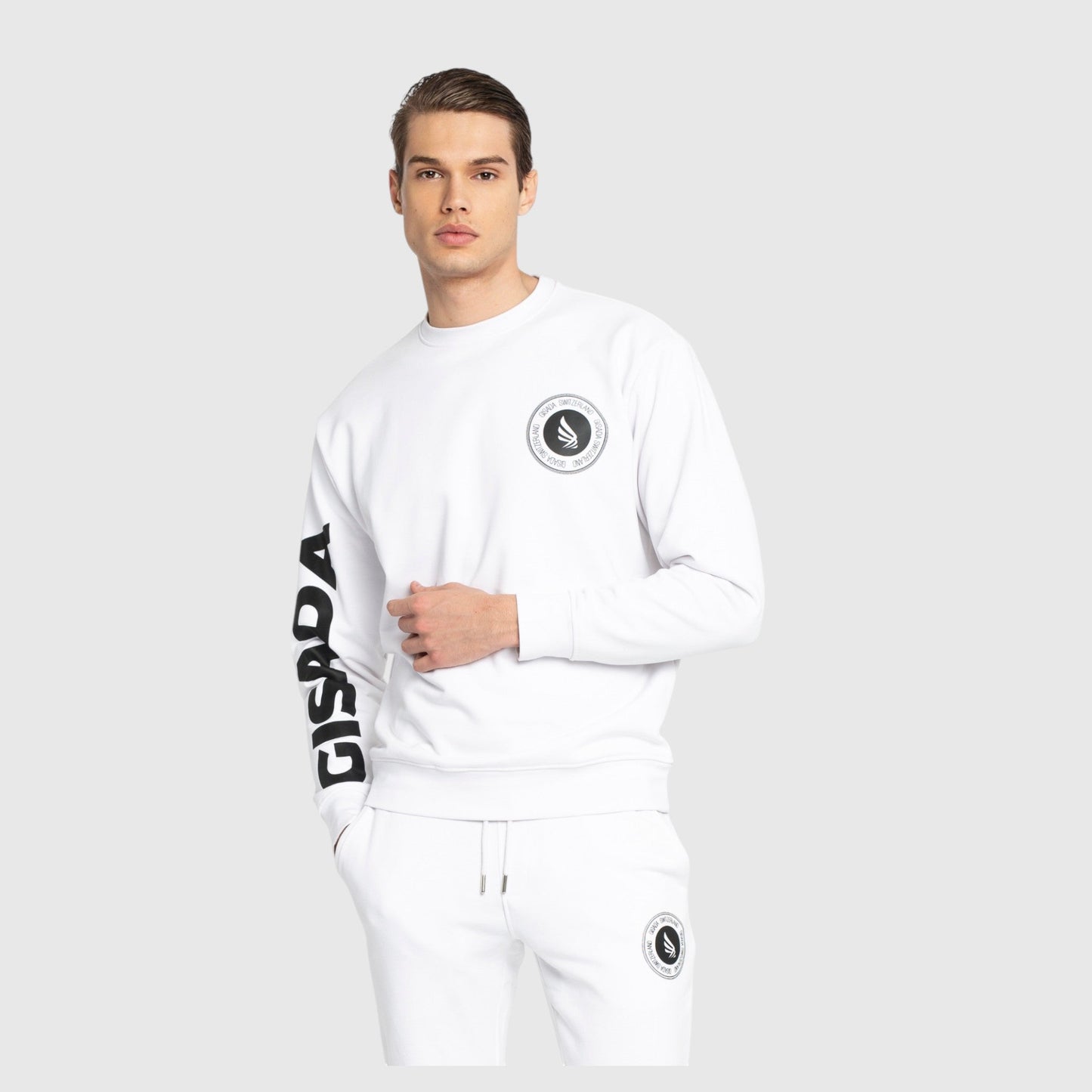 Regular Fit Sweatshirt in Midweight Cotton with Silicon Print - Gisada.com