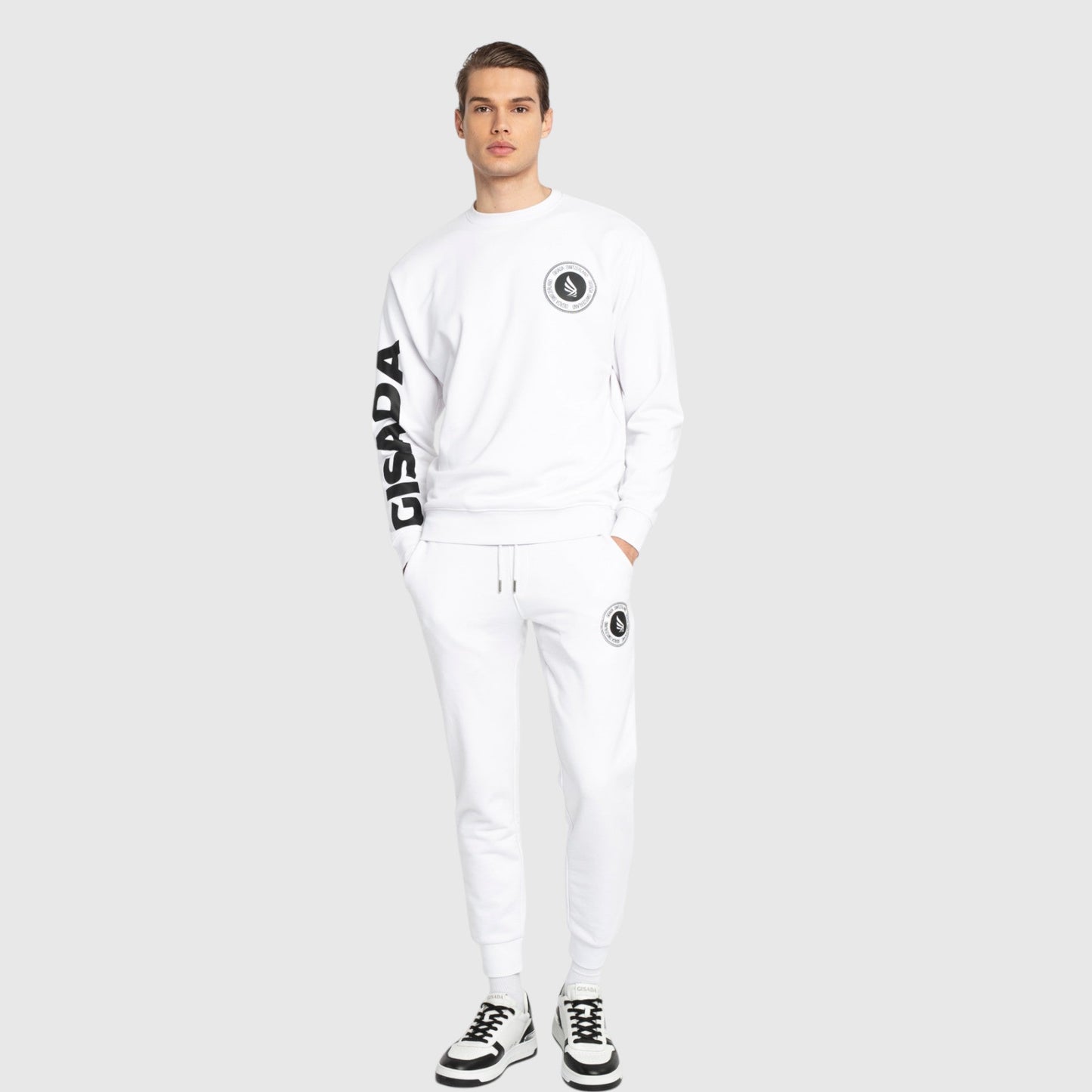 Regular Fit Sweatshirt in Midweight Cotton with Silicon Print - Gisada.com