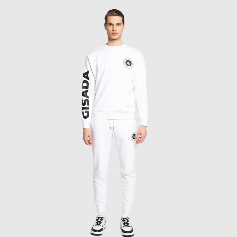 Regular Fit Sweatshirt in Midweight Cotton with Silicon Print - Gisada.com