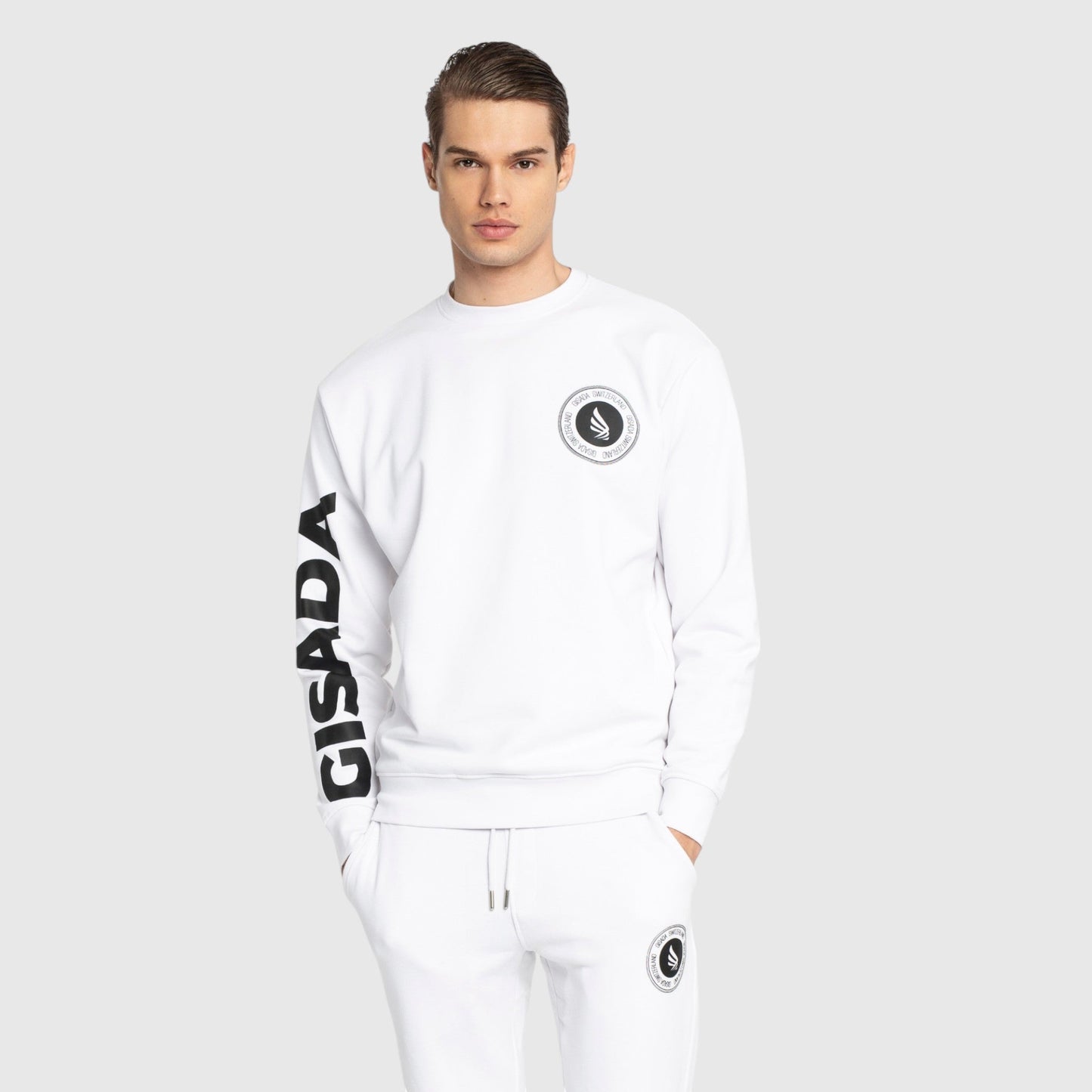 Regular Fit Sweatshirt in Midweight Cotton with Silicon Print - Gisada.com