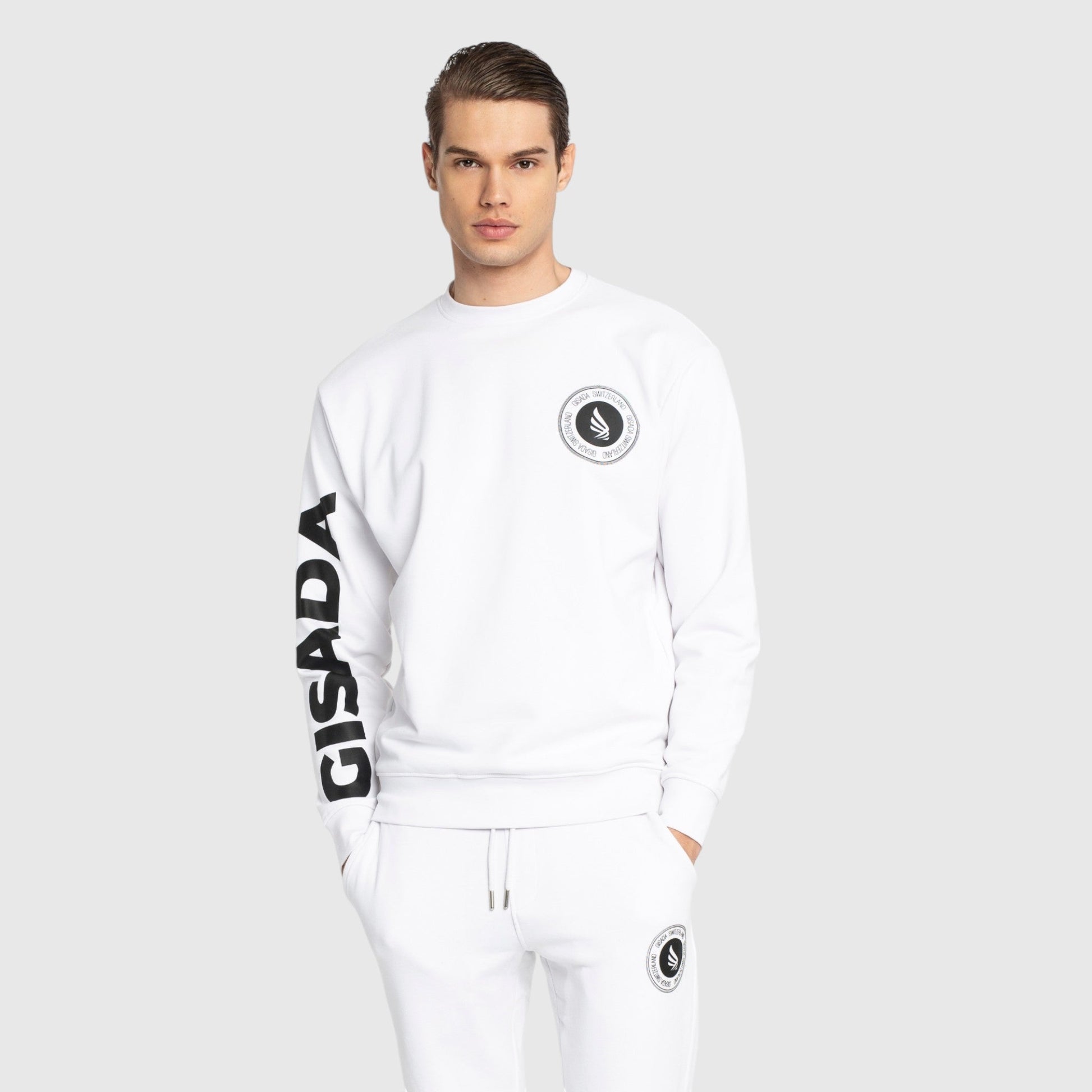 Regular Fit Sweatshirt in Midweight Cotton with Silicon Print - Gisada.com