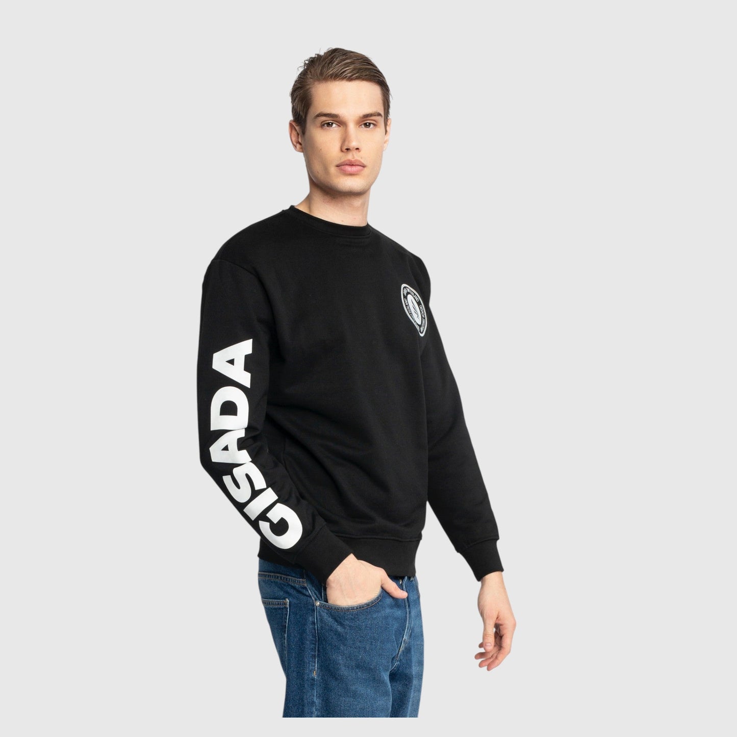 Regular Fit Sweatshirt in Midweight Cotton with Silicon Print - Gisada.com