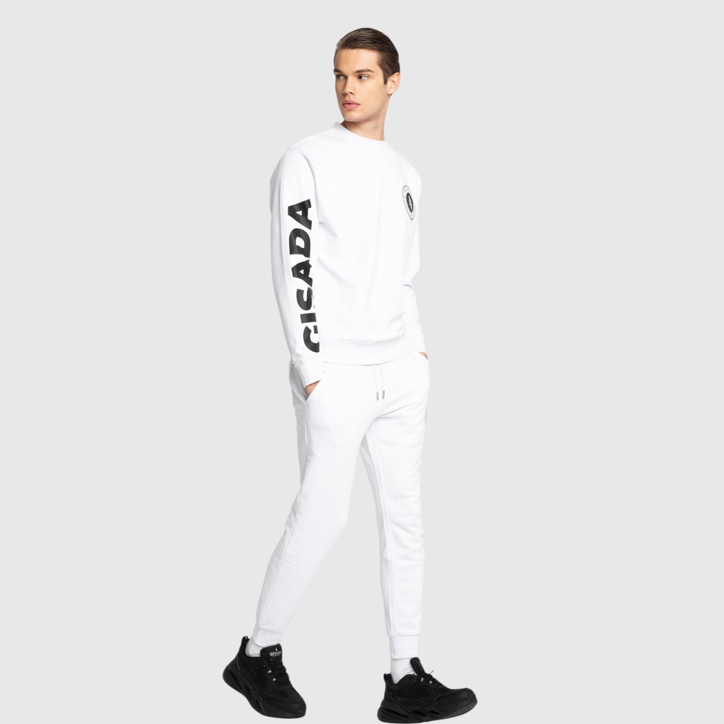 Regular Fit Sweatshirt in Midweight Cotton with Silicon Print - Gisada.com