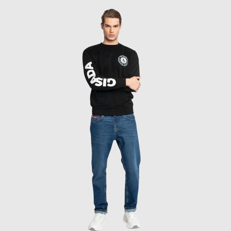 Regular Fit Sweatshirt in Midweight Cotton with Silicon Print - Gisada.com
