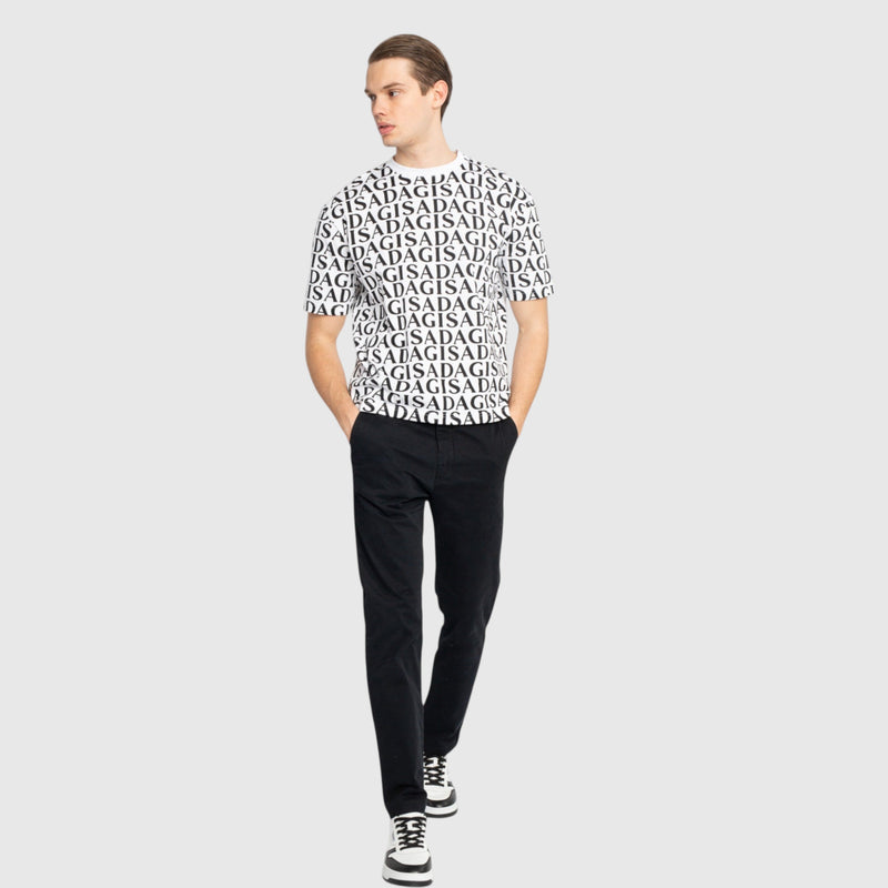 Regular Fit T-Shirt in Jersey Cotton Allover Print - Gisada.com