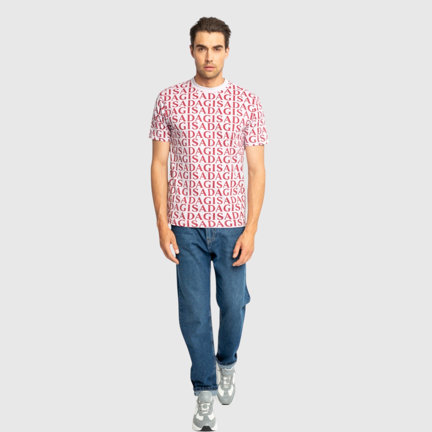 Regular Fit T-Shirt in Jersey Cotton Allover Print - Gisada.com
