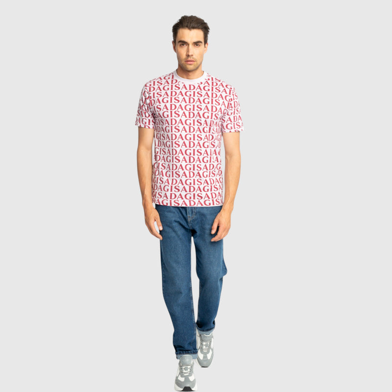 Regular Fit T-Shirt in Jersey Cotton Allover Print - Gisada.com