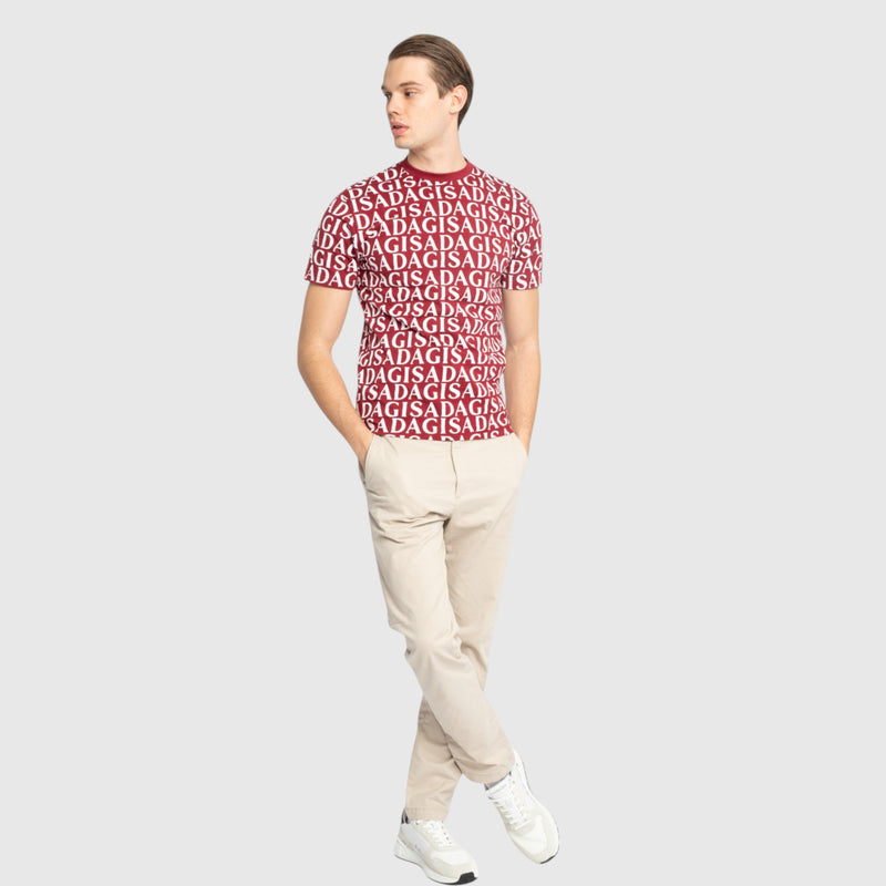 Regular Fit T-Shirt in Jersey Cotton Allover Print - Gisada.com