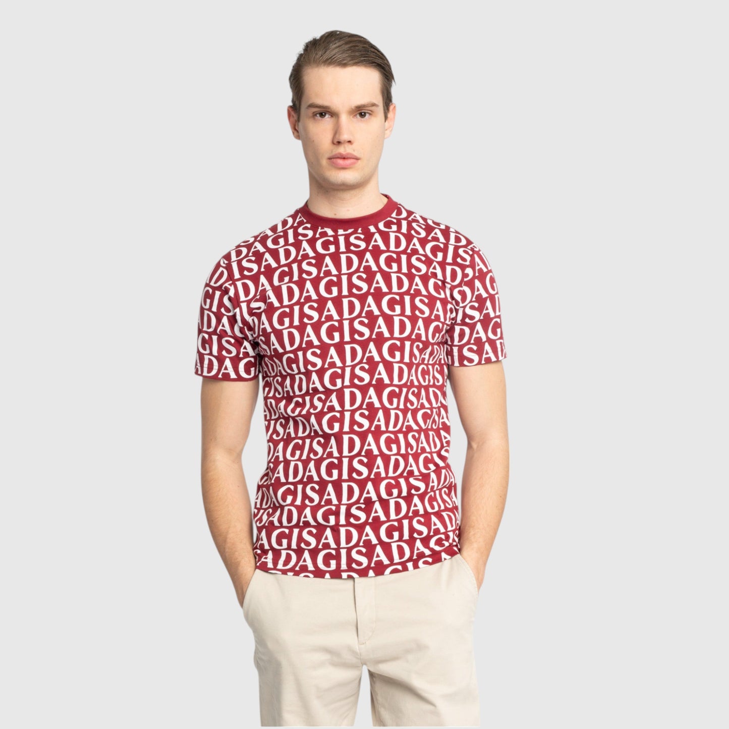 Regular Fit T-Shirt in Jersey Cotton Allover Print - Gisada.com