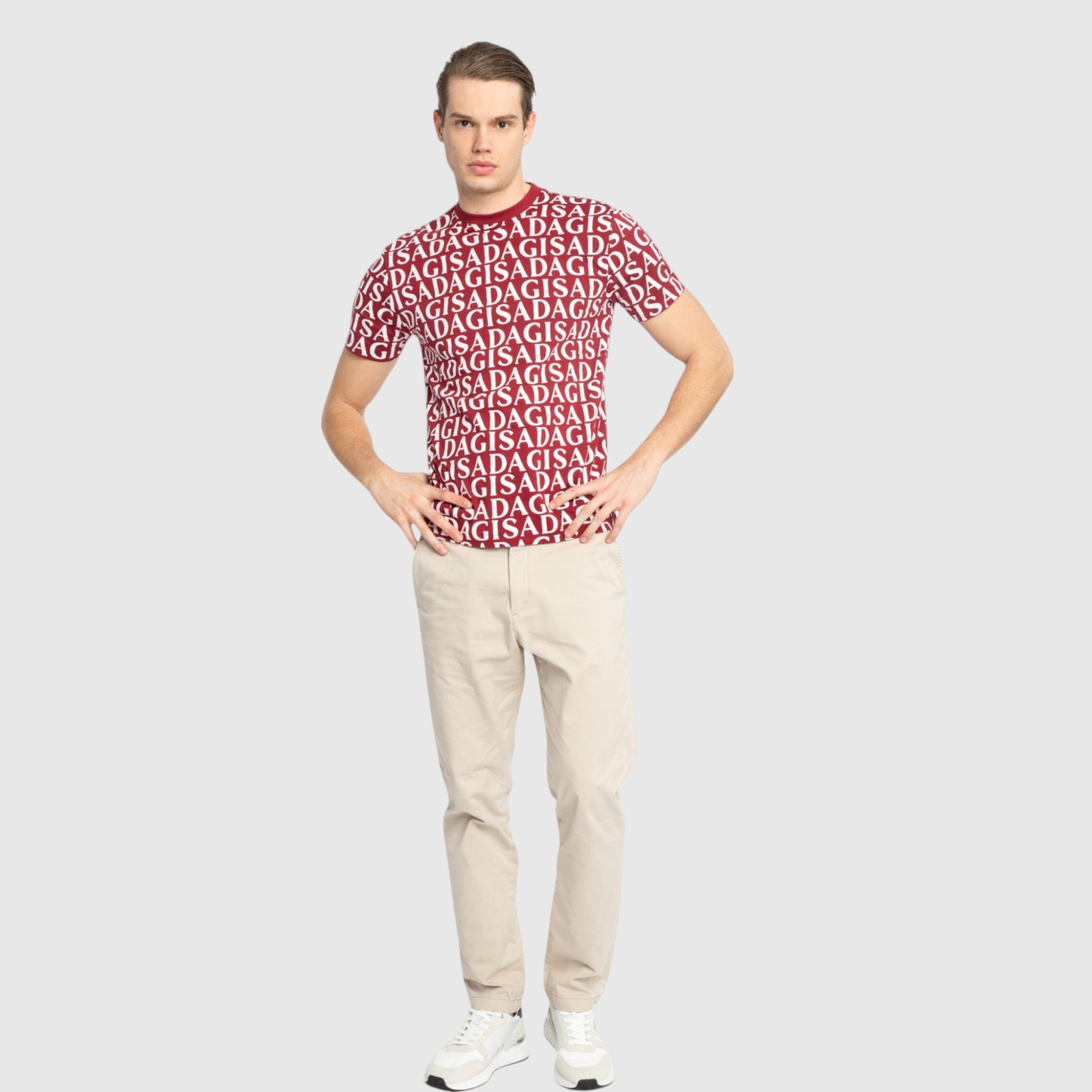 Regular Fit T-Shirt in Jersey Cotton Allover Print - Gisada.com